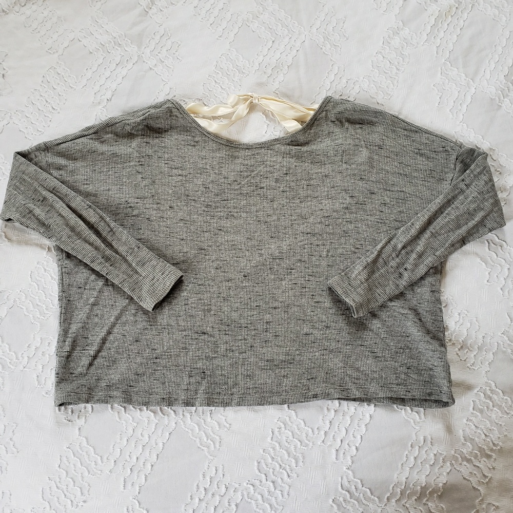 3/$35 Aerie Heather Gray Cropped Scoop Back Top